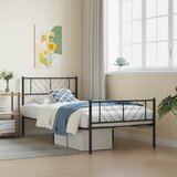  The Living Store Kovinski posteljni okvir z vzglavjem in vznožjem črn 90x190 cm - Kovinski Posteljni Okvir, (21448767) | Shoptok.si