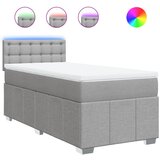 vidaXL Box spring postelja z vzmetnico svetlo siva 90x200 cm blago, (21306482) | Shoptok.si