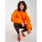 Fashion Hunters Orange basic sweatshirt with a round neckline Cene