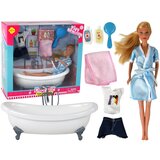 Lutka za igru sa plavim ogrtačem i kadom - 30 cm  Lutka za igru sa plavim ogrtačem i kadom - 30 cm Slike