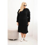 Kesi Włoski Plus Size women's oversized mohair sweater dress with pocket black | shoptok.hr