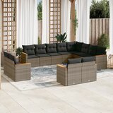  12-dijelni set vrtnih sofa od poliratana s jastucima sivi | shoptok.hr