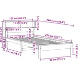Krevet s regalom za knjige bez madraca bijeli 90x200cm borovina | shoptok.hr