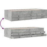 vidaXL Dnevna postelja s predali betonsko siva 100x200 cm inž. les | Shoptok.si