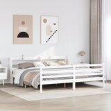 Maison Chic Posteljni okvir - Dvoposteljna postelja - Zakonska postelja z vzglavjem brez vzmetnice bel 180x200 cm, (21694132) | Shoptok.si