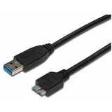 Kabel USB 3.0 A-B mikro 1m črn AK-300116-010-S