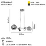 Opviq Luster Zerde-80-04, O14, 12cm, IP20 Zlatno-crna boja | Eponuda.ba