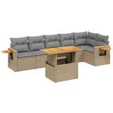  The Living Store Vrtna sedežna garnitura 7-delna z blazinami bež poli ratan - Vrtna Sedežna Garniture, (21461299) | Shoptok.si