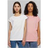 UC Ladies Women's Extended Shoulder Tee T-Shirt - 2pcs - Pink + White Cene