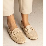 Gemre Beige Women's Perforated Loafers with Ornament Mensory | shoptok.hr