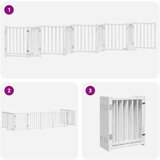 vidaXL Ograda za pse z vrati zložljiva 9 panelov bela 450 cm les | Shoptok.si