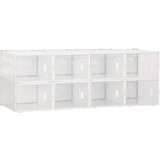 HOMCOM Modularna notranja omara za čevlje, ki varčuje s prostorom, modularna omara z odprtinami za prezračevanje, 8 kock 28x36x21cm, PP plastika, bela in prozorna, (20746070) Cene