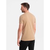 Ombre Men's cotton t-shirt with pocket print Streetstyle - sand | Shoptok.si