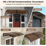 Vrt Nadstrešnica za ulazna vrata 199 x 99 cm, aluminijski krov, pentagonalni luk, nadstrešnica za ulazna vrata, boja kave | shoptok.hr