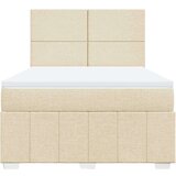 vidaXL Box spring postelja z vzmetnico krem 140x200 cm blago | Shoptok.si