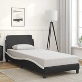 Maison Chic Posteljni okvir - Enojna postelja - Postelja za odrasle z vzglavjem črn in bel 90x200 cm umetno usnje-J9505, (21771829) | Shoptok.si