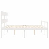 Krevet za starije s uzglavljem bijeli 200x200 cm masivnog drva | Eponuda.com