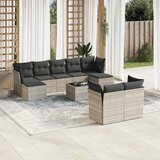 Maison Chic Seti vrtnega pohištva - Vrtna garnitura - Vrtni pohištvo set 10-delna z blazinami sv. siv poli ratan, (21817316) | Shoptok.si