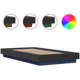  Okvir za krevet s LED svjetlima crni 90 x 190 cm drveni | Eponuda.com