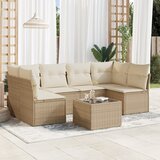 Maison Chic Seti vrtnega pohištva - Vrtna garnitura - Vrtni pohištvo set 7-delna z blazinami bež poli ratan, (21808079) | Shoptok.si