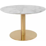 House Nordic Bela/v zlati barvi okrogla mizica z mizno ploščo v marmornem dekorju 70x70 cm Bolzano –