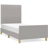 The Living Store Posteljni okvir z vzglavjem svetlo siv 90x200 cm blago - Posteljni Okvir Z Vzglavjem, (21531438) | Shoptok.si