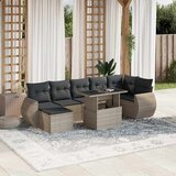 Maison Chic Seti vrtnega pohištva - Vrtna garnitura - Vrtni pohištvo set 8-delna z blazinami sv. siv poli ratan, (21799214) | Shoptok.si