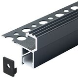 Mitea Lighting aluminijumski profil za led trake crni 29x37x2000mm za pločice/stepenice sa difuzorom 2m MA07-C | Eponuda.com