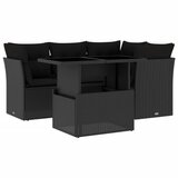  The Living Store Vrtna sedežna garnitura 5-delna z blazinami črn poli ratan - Vrtna Sedežna Garniture, (21451418) | Shoptok.si