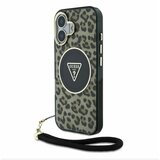 Guess IML Leopard Triangle Logo Strap MagSafe Zadní Kryt pro iPhone 16 Brown Ovitek za telefon Vijolična | Shoptok.si