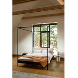 noo.ma Črna/bež jeklena oblazinjena zakonska postelja z ogrodjem za baldahin z letvenim dnom 180x200 cm Eton – | Shoptok.si