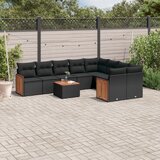 Maison Chic Seti vrtnega pohištva - Vrtna garnitura - Vrtni pohištvo set 10-delna z blazinami črn poli ratan, (21811645) | Shoptok.si