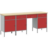 vidaXL 4-delni set omar in miz Rdeče Inženirski les in Jeklo | Shoptok.si