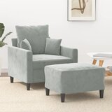  Fotelja s tabureom svjetlosiva 60 cm baršunasta | shoptok.hr