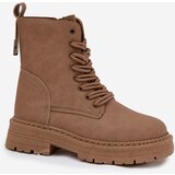 Boto Women's Ankle Boots Workers With Zipper Dark Beige Tirina | shoptok.hr