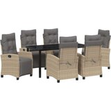  Set vrtnih stolova i stolica od 7 komada bež poli ratana | shoptok.hr