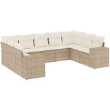 Maison Chic Seti vrtnega pohištva - Vrtna garnitura 9-delna z blazinami bež poli ratan, (21797118) | Shoptok.si