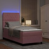  LED Box Spring Krevet s madracem Ružičasta 100 x 200 cm Baršun | shoptok.hr