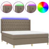vidaXL Box spring postelja z vzmetnico LED taupe 180x200 cm blago, (20999418)