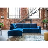Miuform Temno modra žametna raztegljiva kotna sedežna garnitura (levi kot) Lofty Lilly – | Shoptok.si