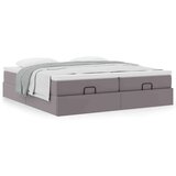 vidaXL Otomanski posteljni okvir z vzmetnicami siv 180x200cm um. usnje | Shoptok.si