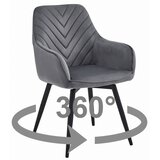  Okretna stolica NANA 360, tamnosivi baršun, crne metalne noge | shoptok.hr
