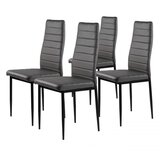  Set od 4 stolice za dnevni boravak i blagovaonicu s eko kožom, ergonomskim naslonom, siva | shoptok.hr