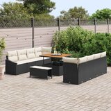 vidaXL Vrtna sedežna garnitura z blazino 11 pcs Črna poli ratan, (5000153502) | Shoptok.si
