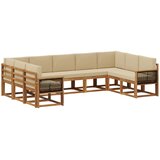 vidaXL Zunanja garnitura za sedenje z blazino 9 pcs Naravna in bež, (5000282699) | Shoptok.si