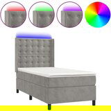  Box spring postelja z vzmetnico LED svetlo siva 90x200 cm žamet, (20789261) | Shoptok.si