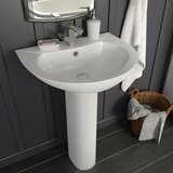 vidaXL Prostostoječi umivalnik & podstavek keramika bel 520x440x190 mm Cene