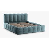 Micadoni Home Modra oblazinjena zakonska postelja s prostorom za shranjevanje z letvenim dnom 200x200 cm Lupine – | Shoptok.si