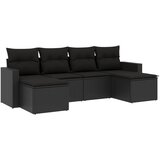  6-dijelni set vrtnih sofa s jastucima crni od poliratana | shoptok.hr