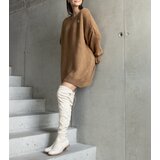 Gemre Najeta Brown Long Oversize Sweater with Ruched Sleeves | Shoptok.si